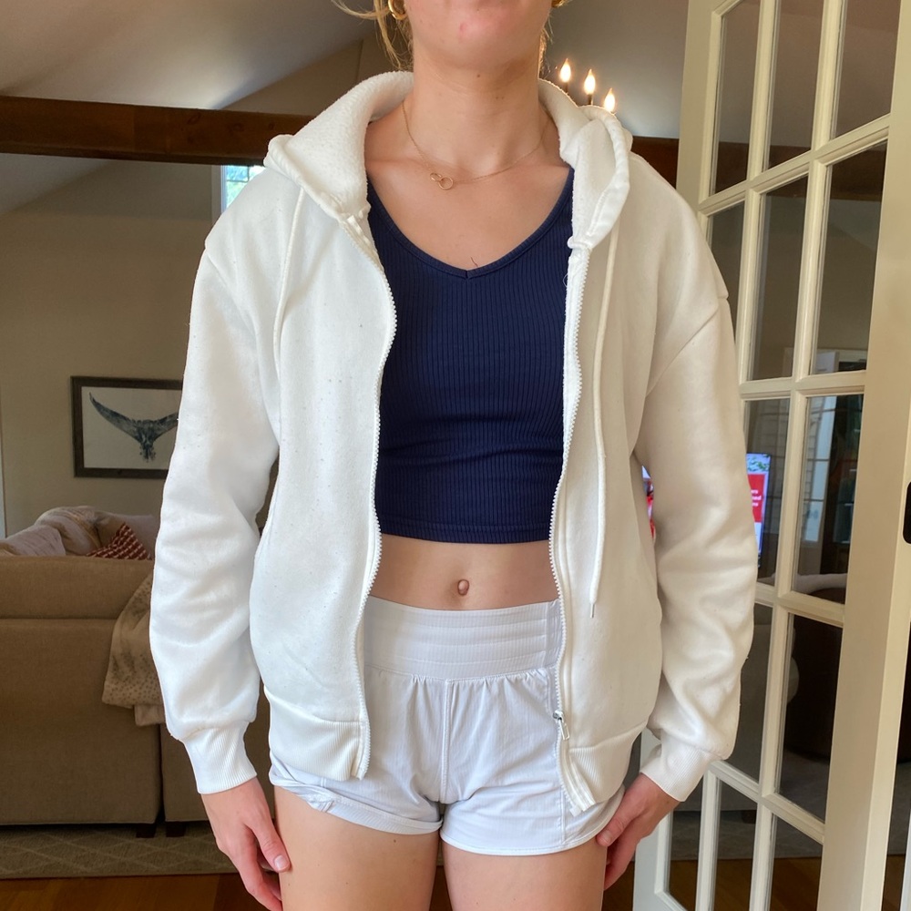 White Zip-Up Hoodie